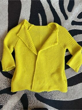 Homemade Knit Yellow Cardigan